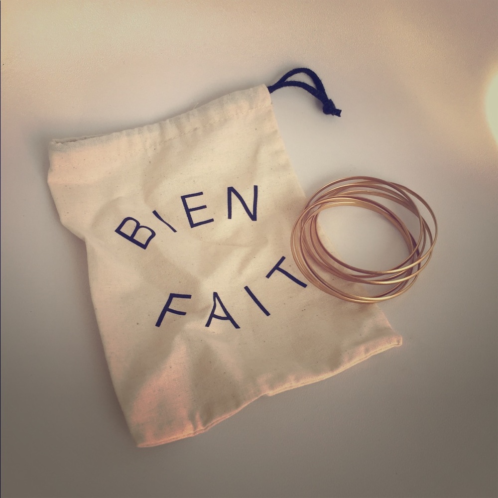 Madewell bracelet stack - brass color.