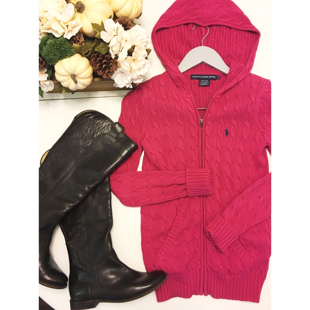 Ralph Lauren Sport Pink Zip Up Sweater