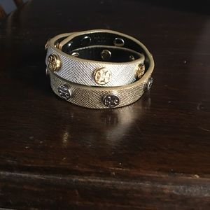 Tory Burch two tone double wrap bracelet