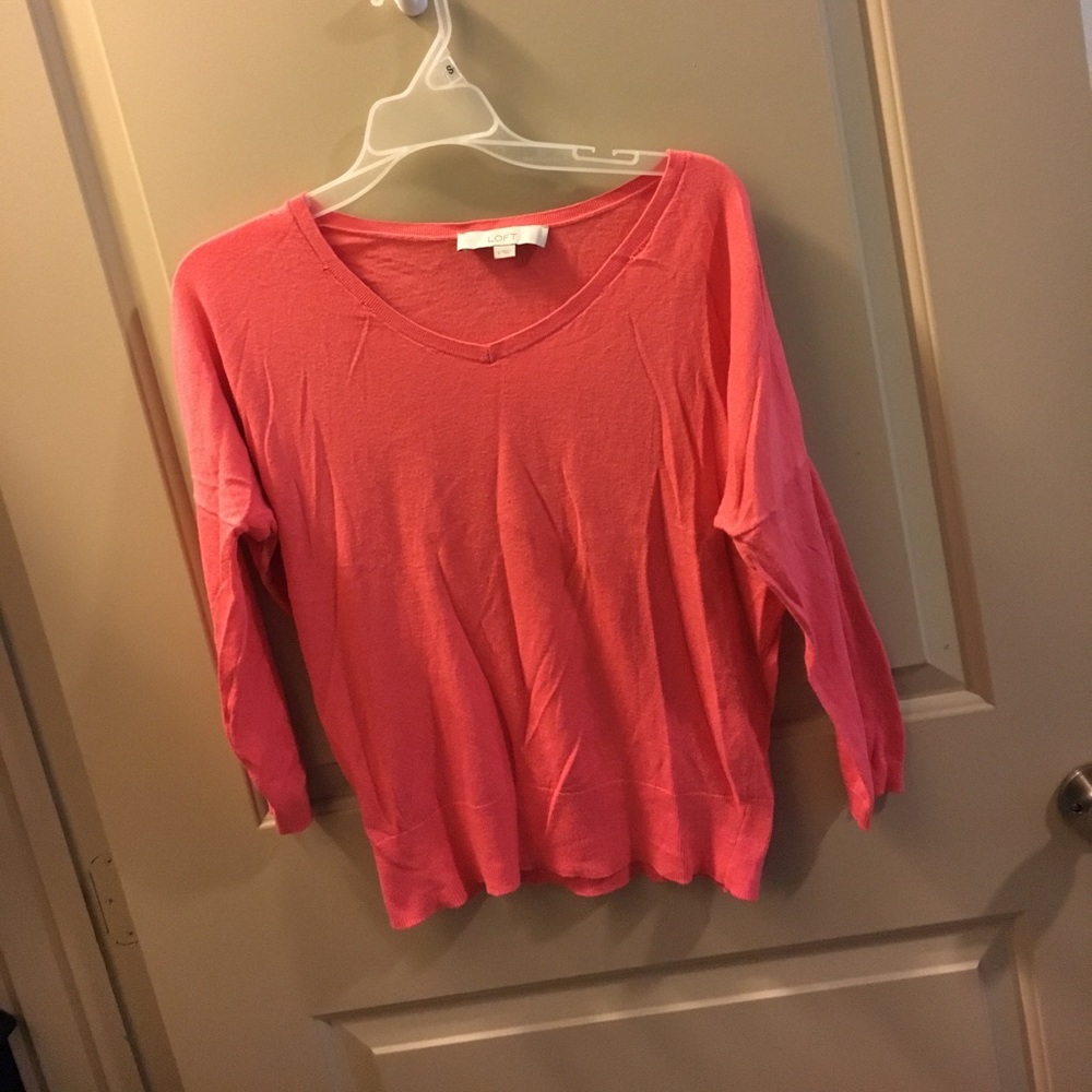 Salmon colored 3/4 length light sweater