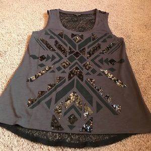 EXPRESS Sexy lace-back Sequined Top