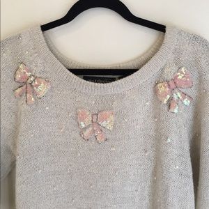 🎉HP🎉🎀Silk & Mohair Sequin Bow Sweater🎀