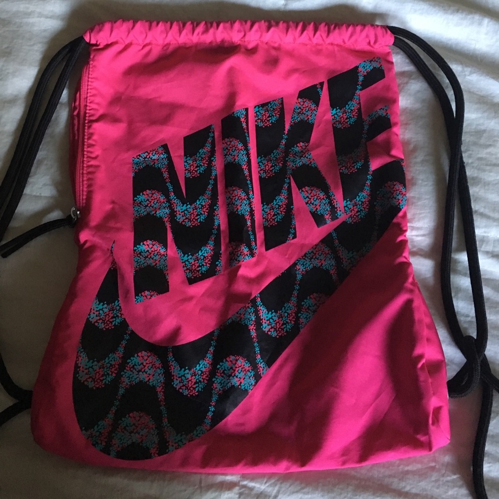Pink Nike drawstring bag