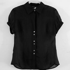 100% Silk black button up blouse