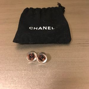 Authentic Chanel Mirrored Button Earrings
