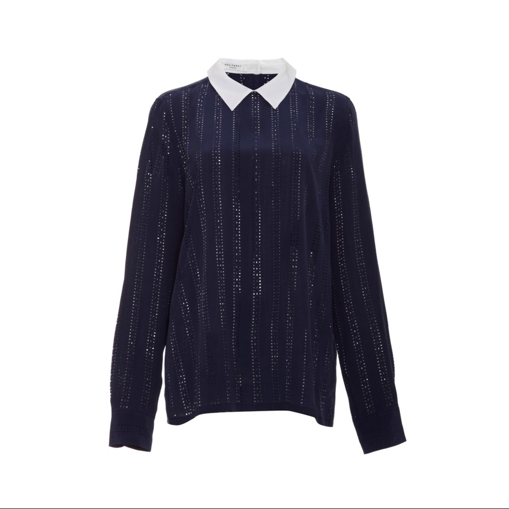 Equipment Grace Laser Cut Collared Blouse