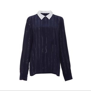 Equipment Grace Laser Cut Collared Blouse