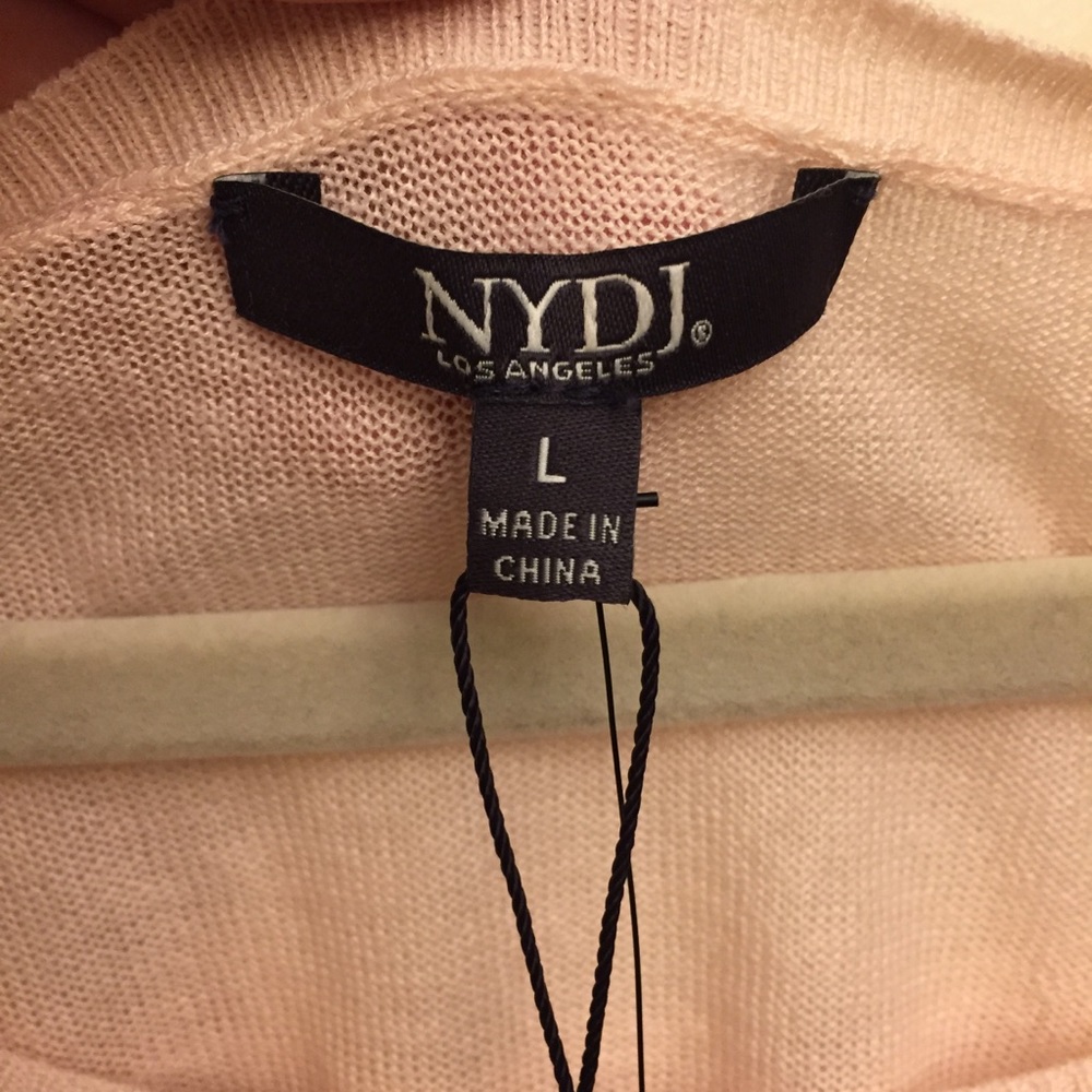 NYDJ Knit Top Pink White Stripes Relaxed Fit - Picture 5 of 7