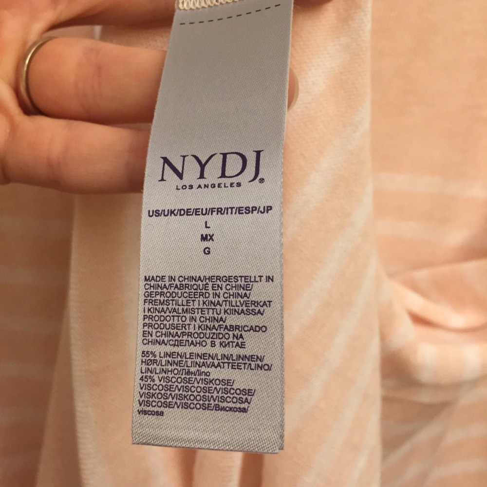 NYDJ Knit Top Pink White Stripes Relaxed Fit - Picture 7 of 7