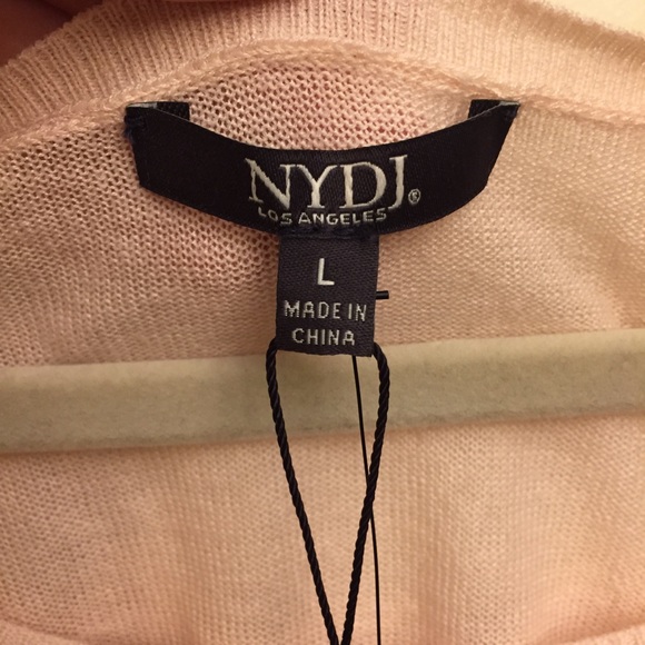 NYDJ Knit Top Pink White Stripes Relaxed Fit - Picture 5 of 7