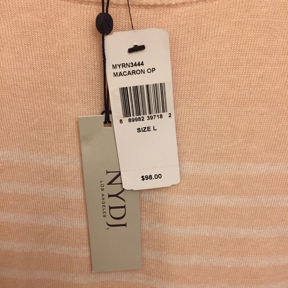 NYDJ Knit Top Pink White Stripes Relaxed Fit - Picture 6 of 7