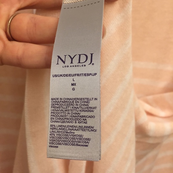 NYDJ Knit Top Pink White Stripes Relaxed Fit - Picture 7 of 7