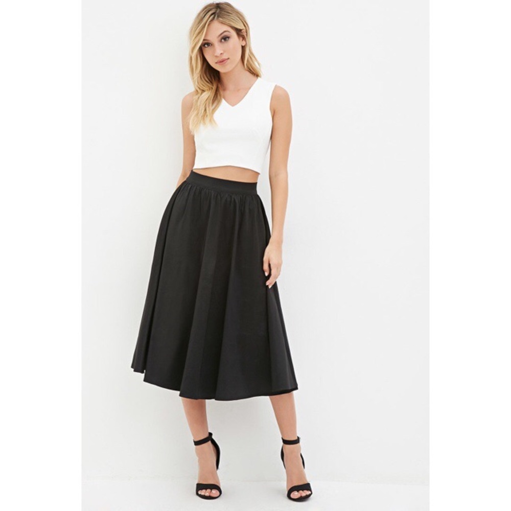 Black A-Line Midi Skirt