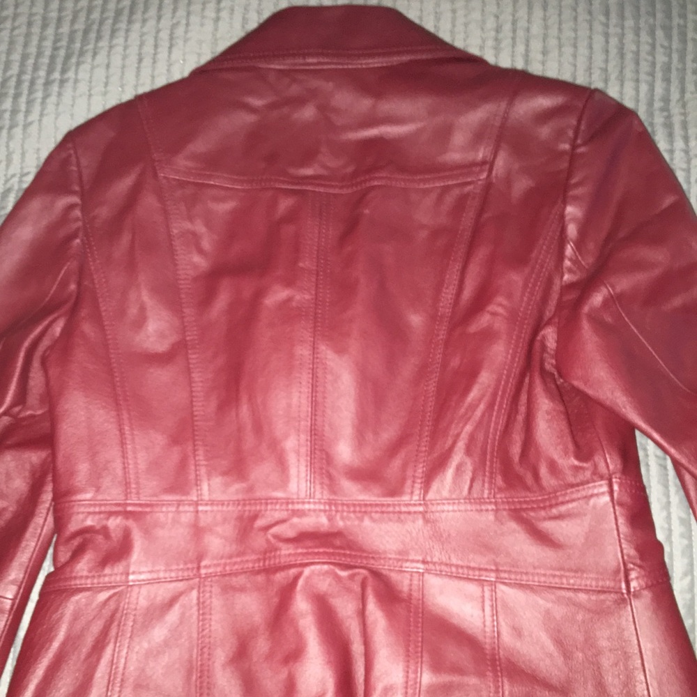 east 5th maroon leather jacket.