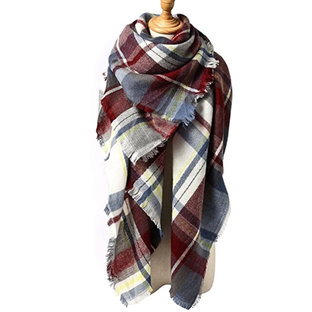 Plaid Blanket Scarf Wrap Oversized Shawl