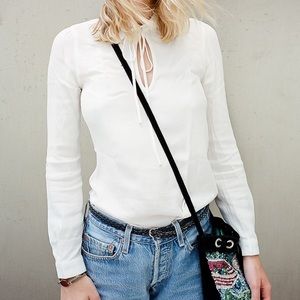 Reformation tie neck blouse