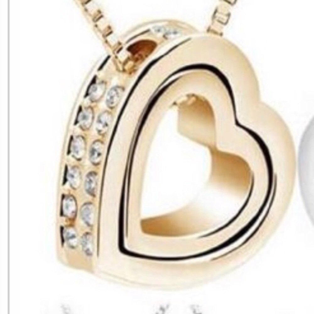 Heart In Heart 💕 Stunning Necklace With Swarovski Crystal Elements