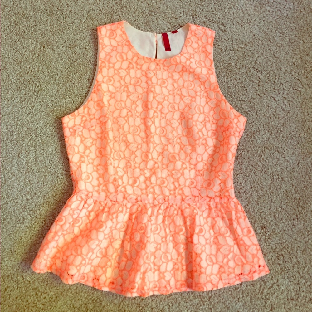 Light and neon orange top