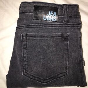 Black wash mid rise straight leg jeans