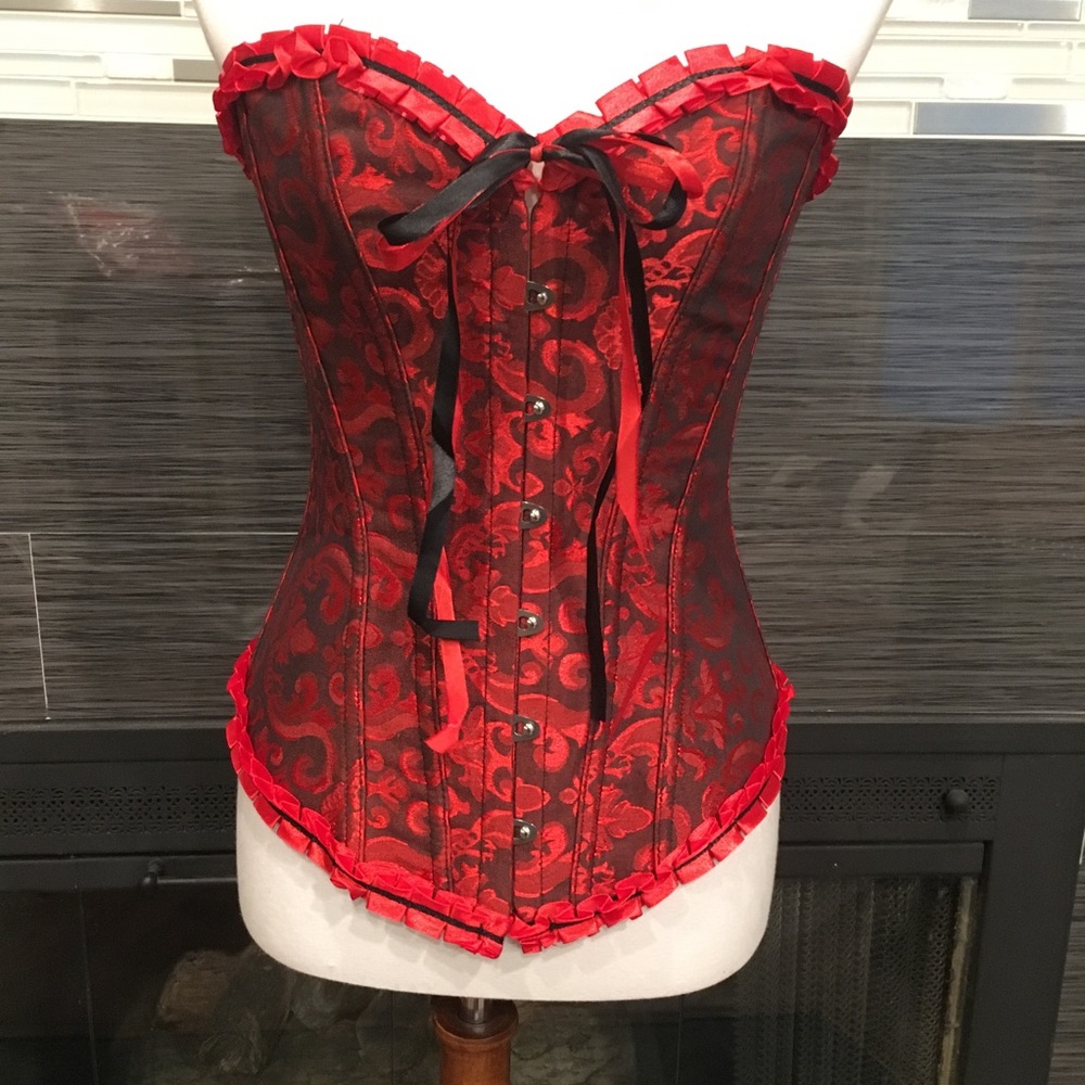 Red and Black Brocade Corset