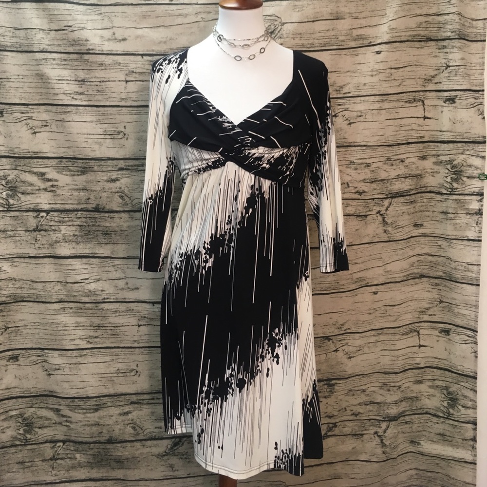 Spense Black and White Empire Waist Dress, Sz 12