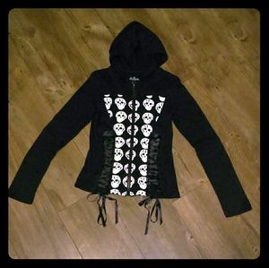 Royal Bones skull jacket with corset details