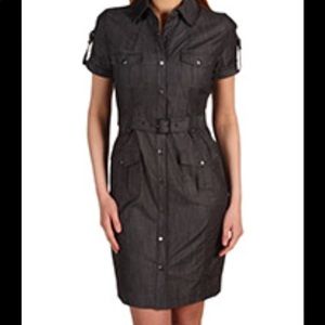 Calvin Klein denim shirt sleeve dark gray jean dress