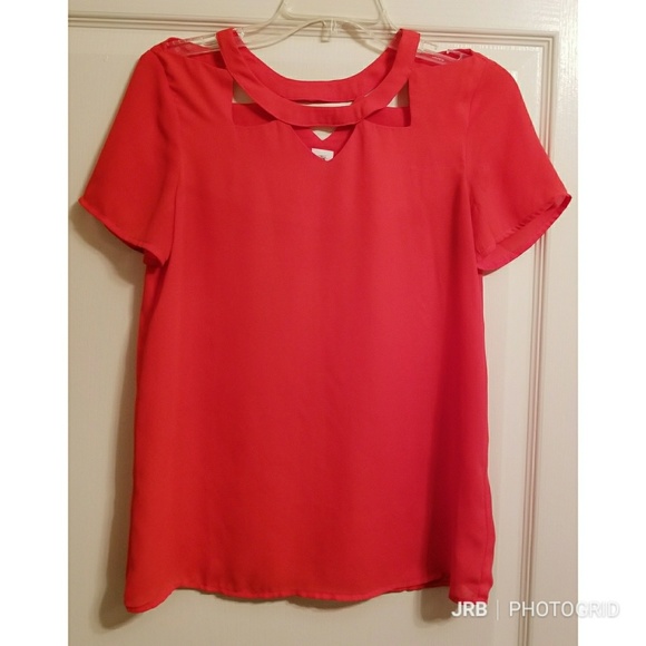 🚫SOLD🚫Anthro Red cut out blouse - Picture 5 of 5