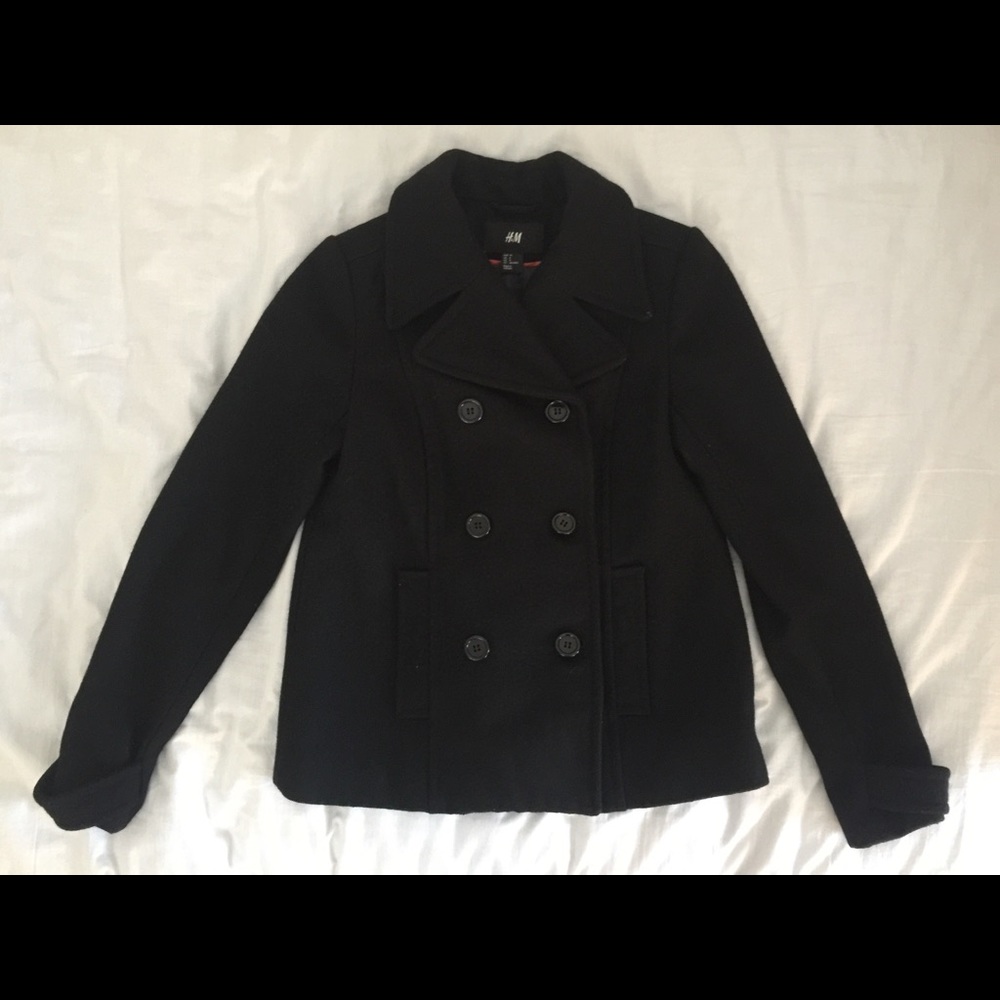 Double Breasted black Peacoat