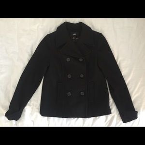 Double Breasted black Peacoat