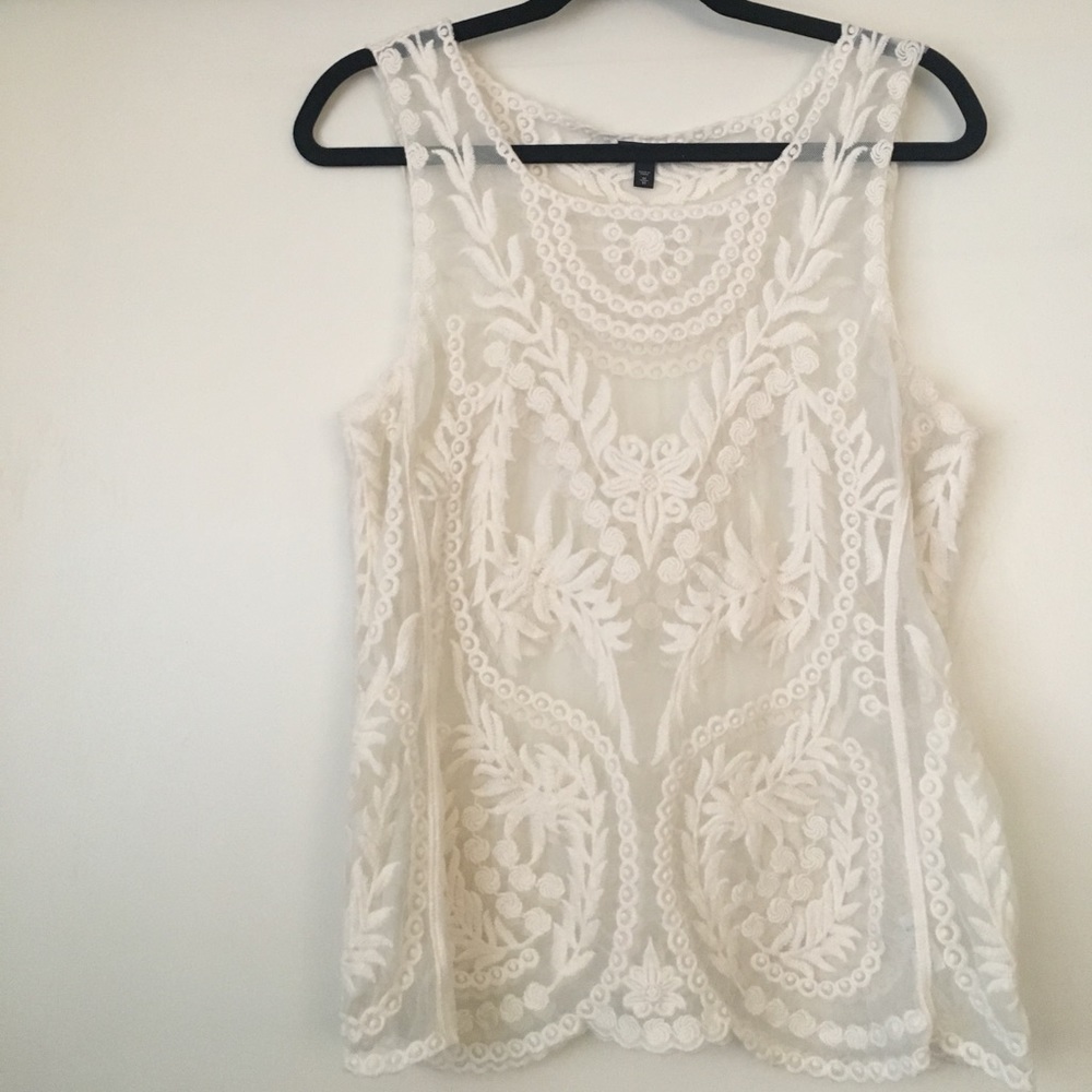 Express Gorgeous Sheer Lace Top Sz M