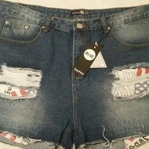 boohoo Blue denim shorts size 16