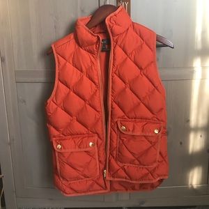 Orange jcrew quilted down vest
