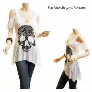 PLUS Haunted Gothic Skull Swing Tunic Shirt Top
