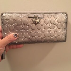 Coach silver leather wallet