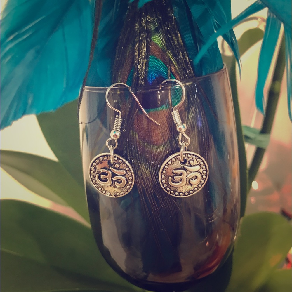 Om earrings in silver
