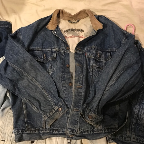 leather collar jean jacket