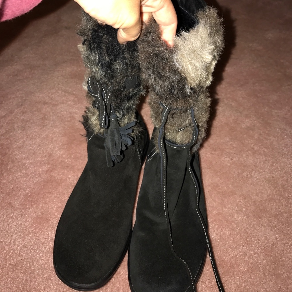 Suede Wedge Boots - EUC