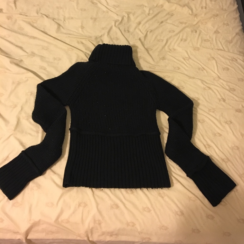 Comfy thick black turtleneck women's sweater