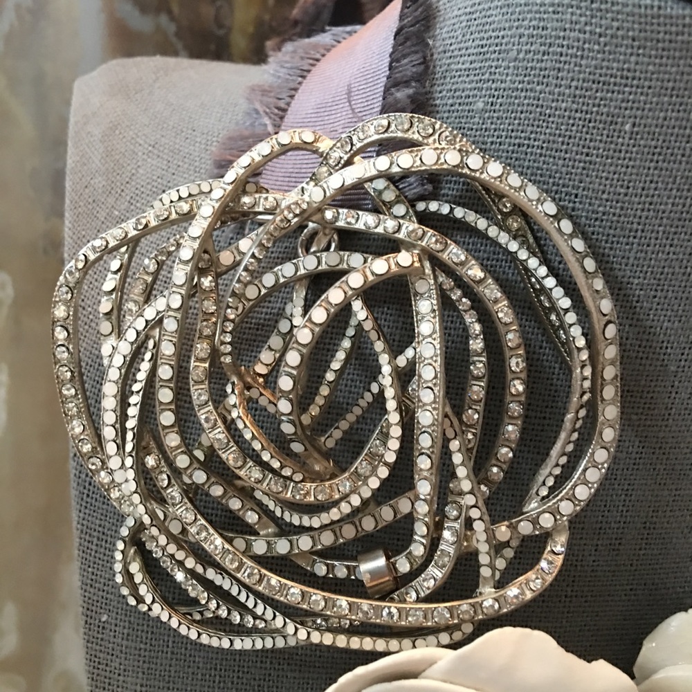 SOLD DIOR Crystal & Porcelain Rose Large Necklace - Picture 3 of 8