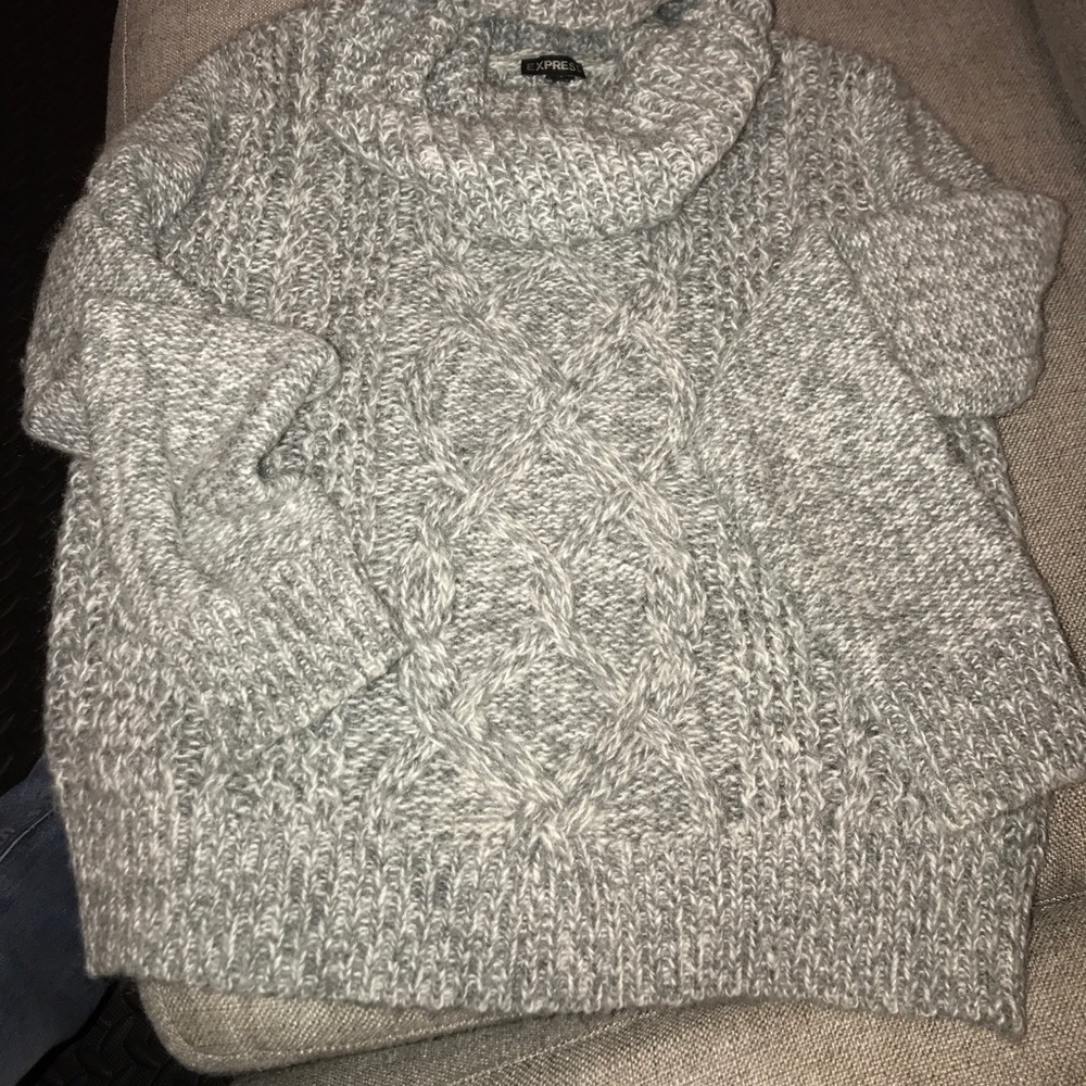 Express Cable Knit Cowl Neck Sweater