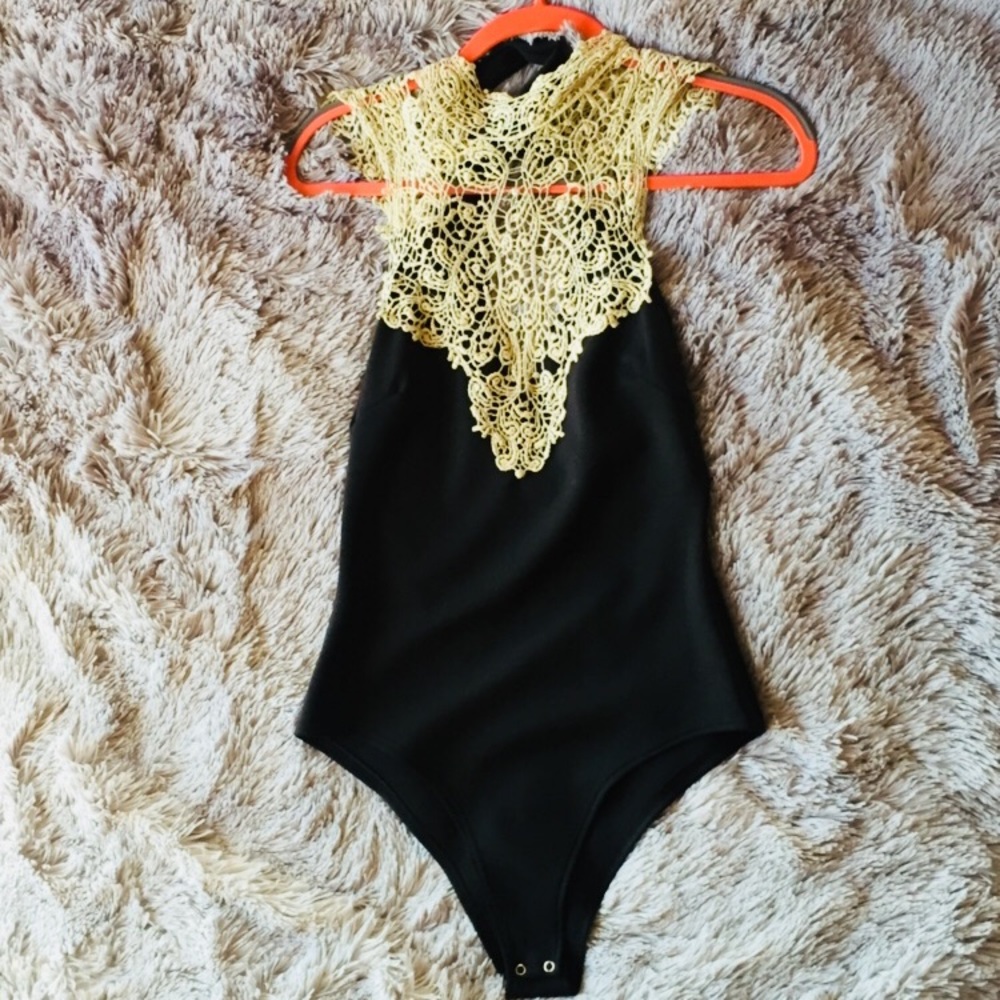 Lacey black body suit