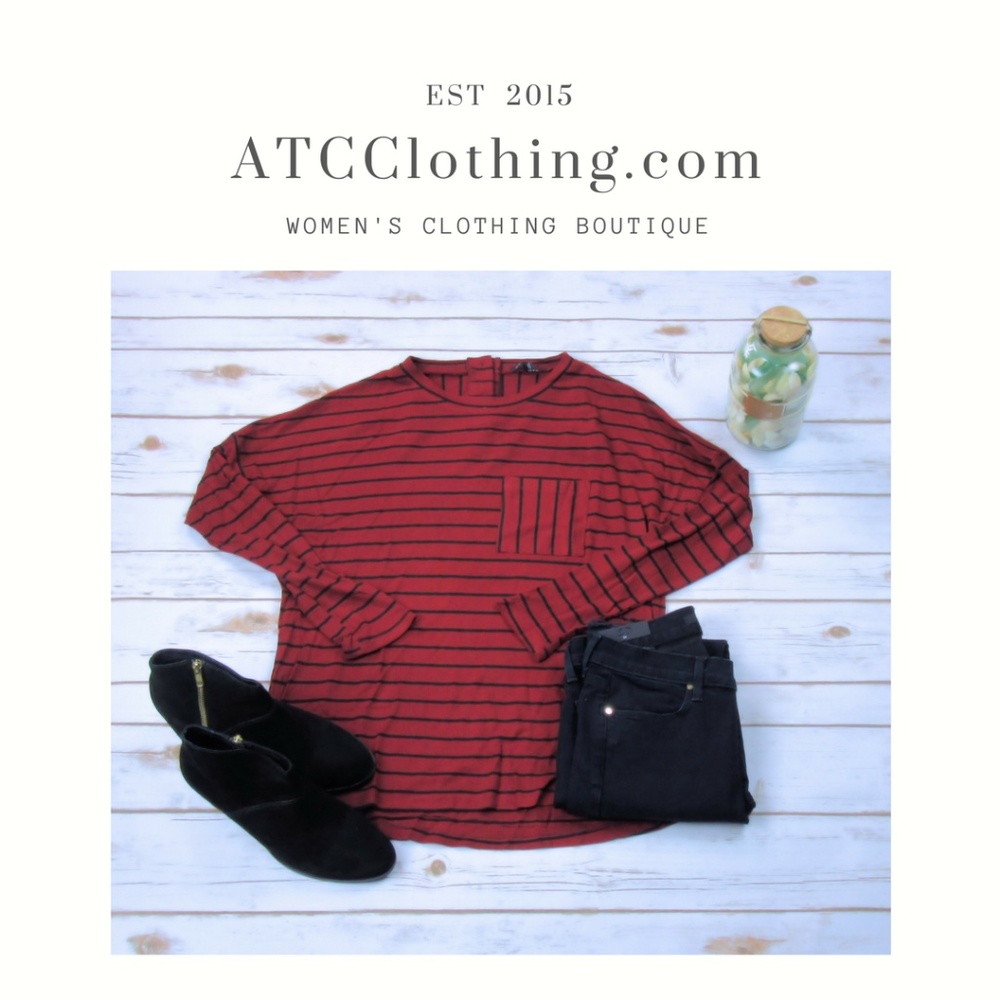 Staccato Long Sleeve Striped Tunic With Pocket
