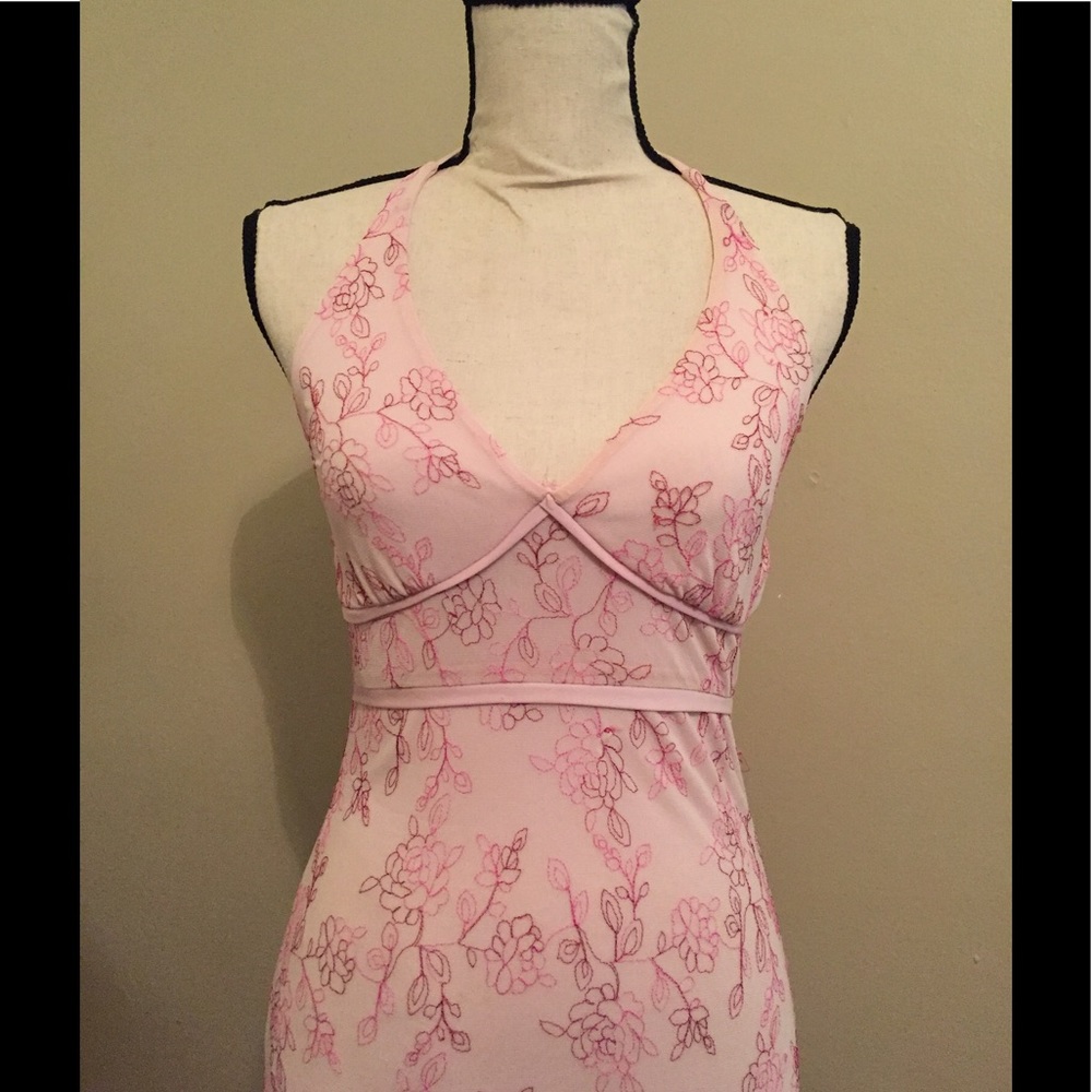 Pink backless floral dress size S