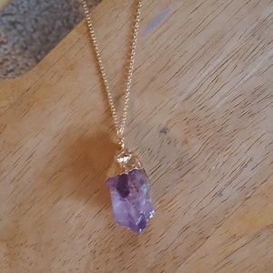 Gold plated amethyst necklace.