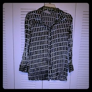 LAST CHANCE! Black and white silky blouse