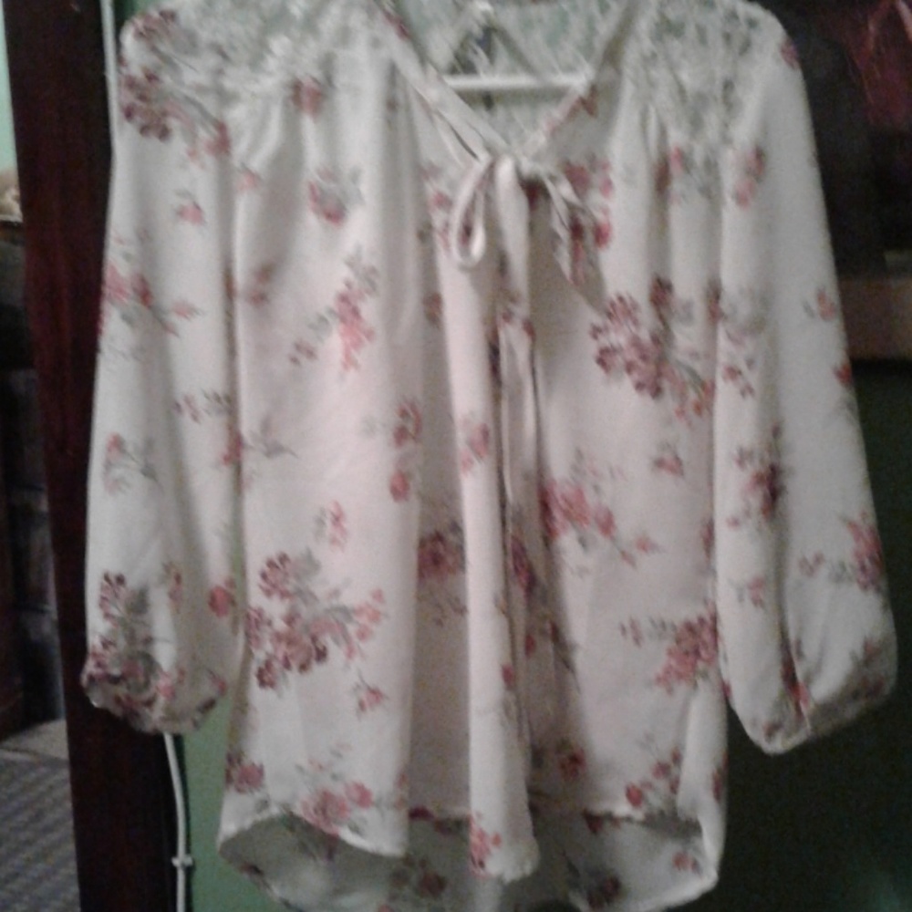 High low floral dress shirt.