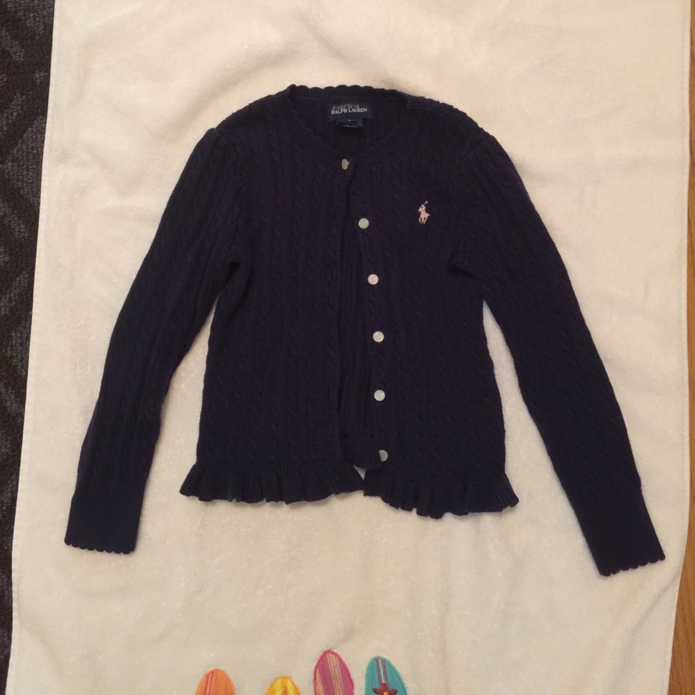 Girls Ralph Lauren navy cardigan
