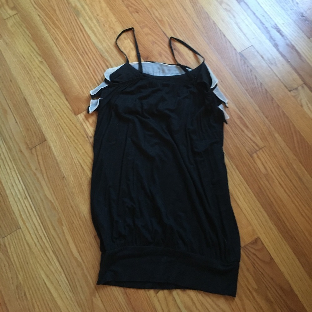 Black & White, Long String Tank, White Ruffle - Picture 5 of 5