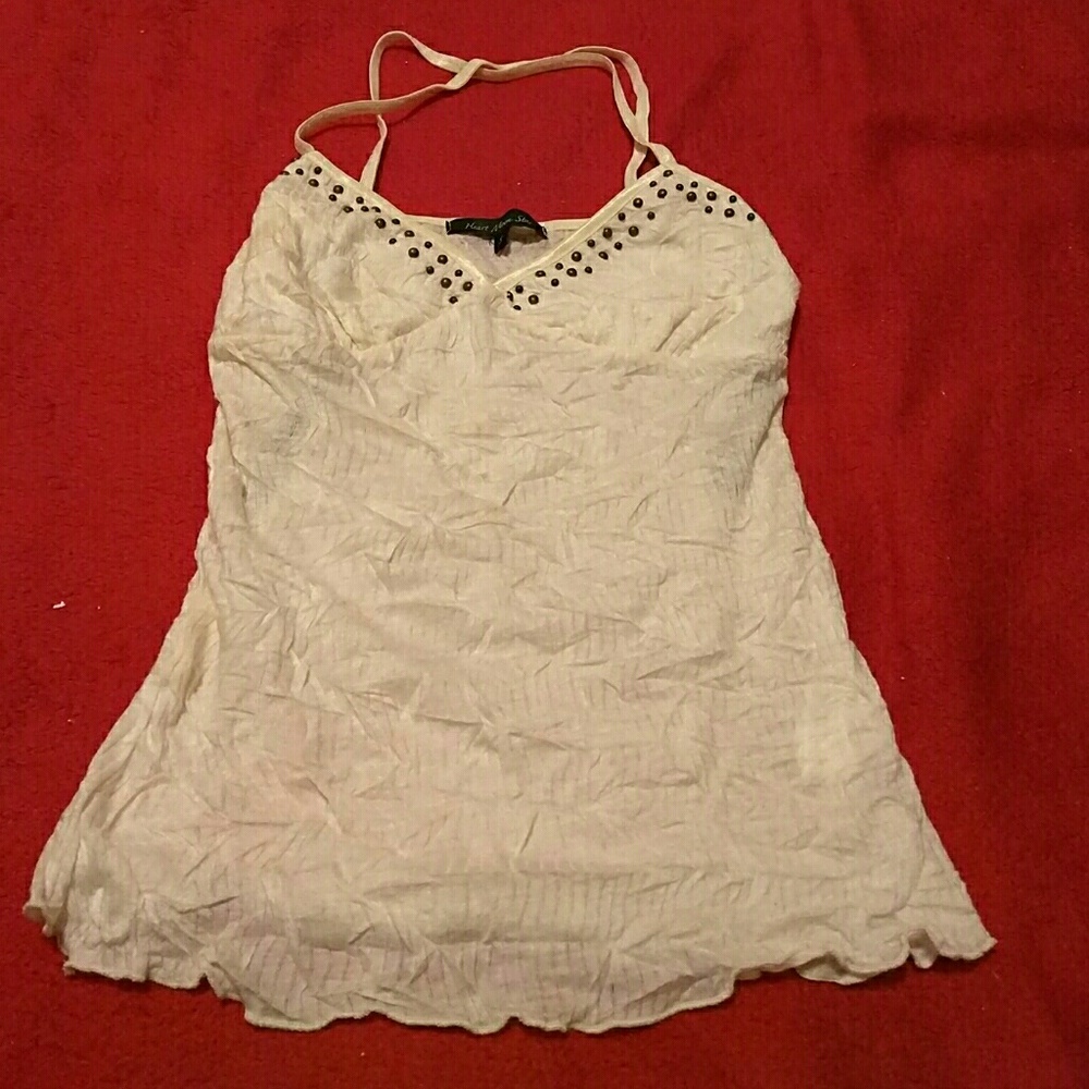 Heart Moon Star Cream Camisole with studs